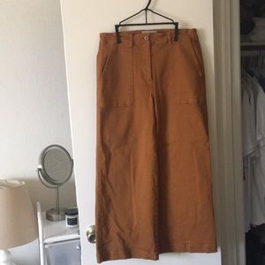 Everlane Cropped Wide Leg Pants Dark Mustard Sz8